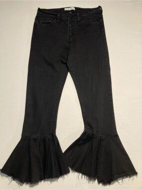 Flying Monkey Black Ruffled Flare Hem Jeans Size 29